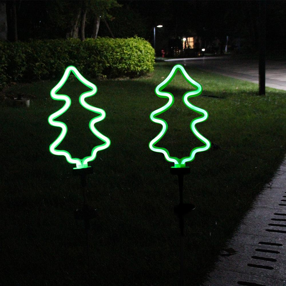Fluorescent Christmas Tree Solar Light Outdoor Landscape Courtyard Lamp Garden Decoration Lawn Light Stake Light for Christmas