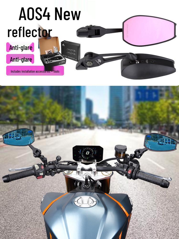 AOS4 Rearview Mirror for Niu Nine E-Bike & Scooter - Modified Reflective with Blue-Purple Light.