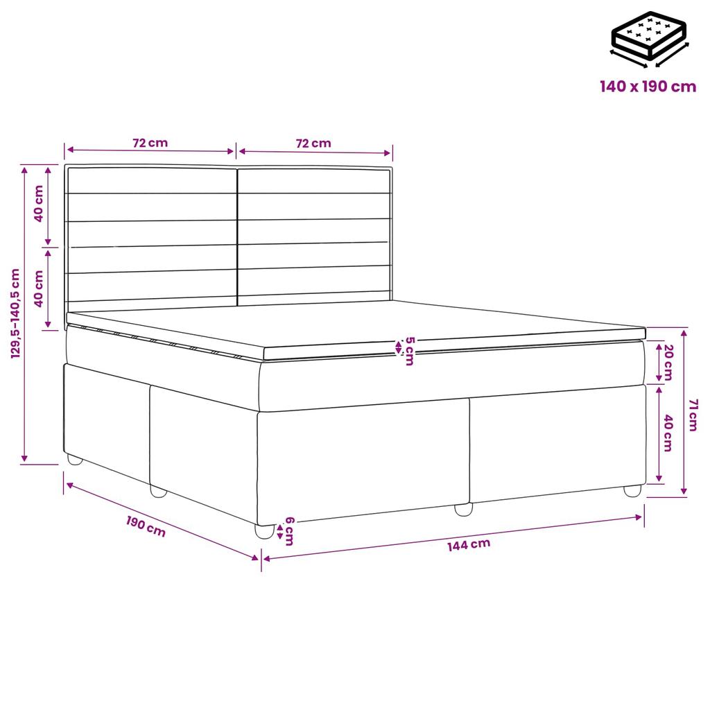 Box Spring Bed with Mattress Dark Brown 140 x 190 cm Fabric