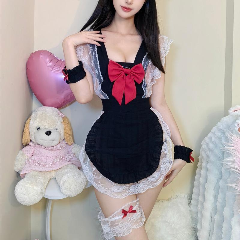 Sex lingerie sexy pure desire maid love suit bow apron maid lace passion sex clothes