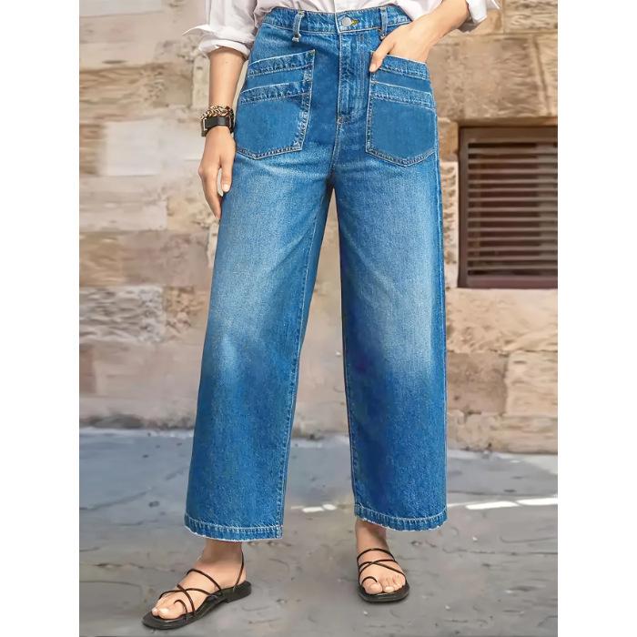 

Women s High-Waisted Wide-Leg Jeans for a Flattering Summer Look XL королевский синий
