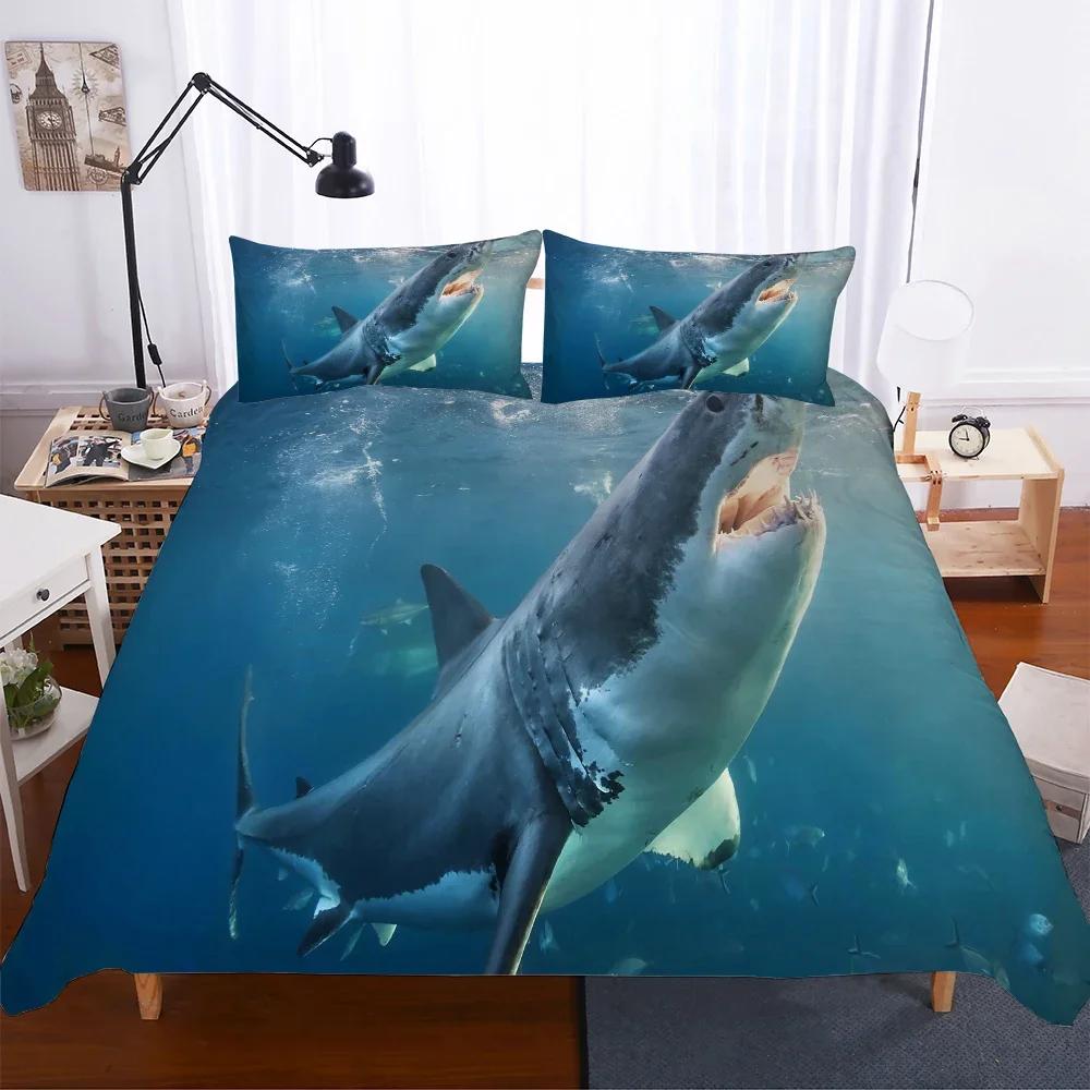 Comforter Set Black Retro Bedding Sets Thick 2/3Piece/Set Shark Bedclothes Luxury King Size Comforter Set Hot