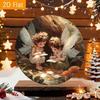 Vintage Fairy Forest Metal Wall Art 8 Inch Round Aluminum Plaque Enchanted Mushroom House Decor