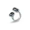 Fashion Y2K Gray Crystal Geometric Opened Rings for Women Girls Punk Sweet Cool Style  Charm Finger Rings Daily Party Jewelry