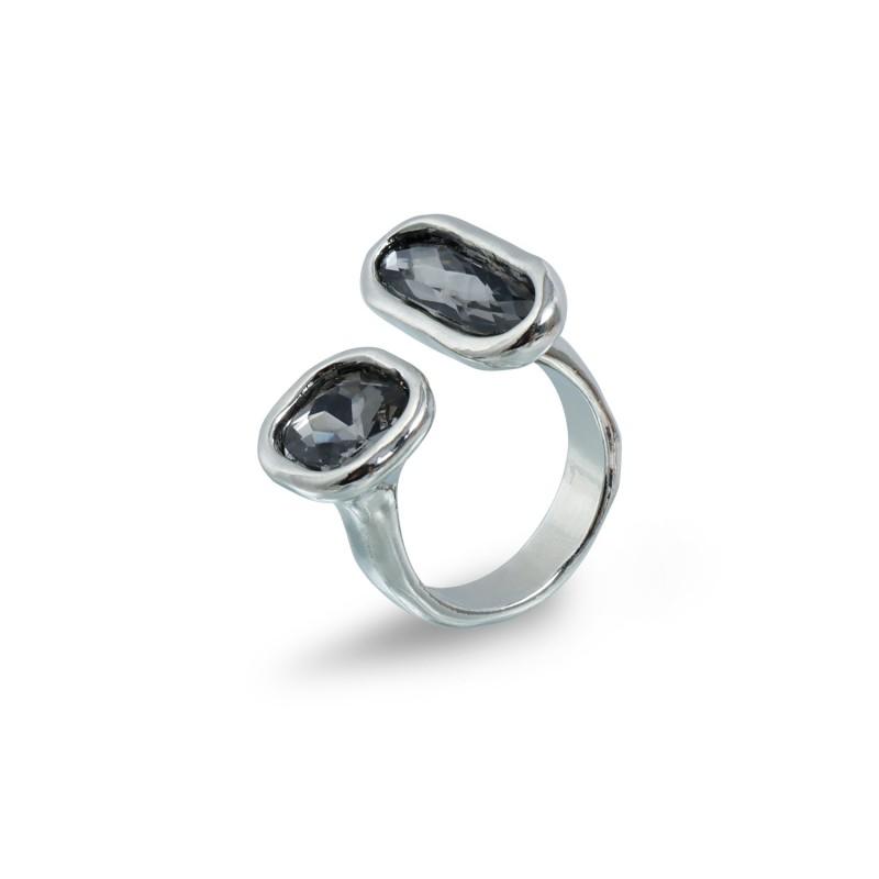 Fashion Y2K Gray Crystal Geometric Opened Rings for Women Girls Punk Sweet Cool Style Charm Finger Rings Daily Party Jewelry