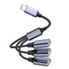 USB 2.0 Extension Cable 1 Male to 3 Female Adapter for Multiple Devices Data Transfer with Metal Housing and 30cm Length