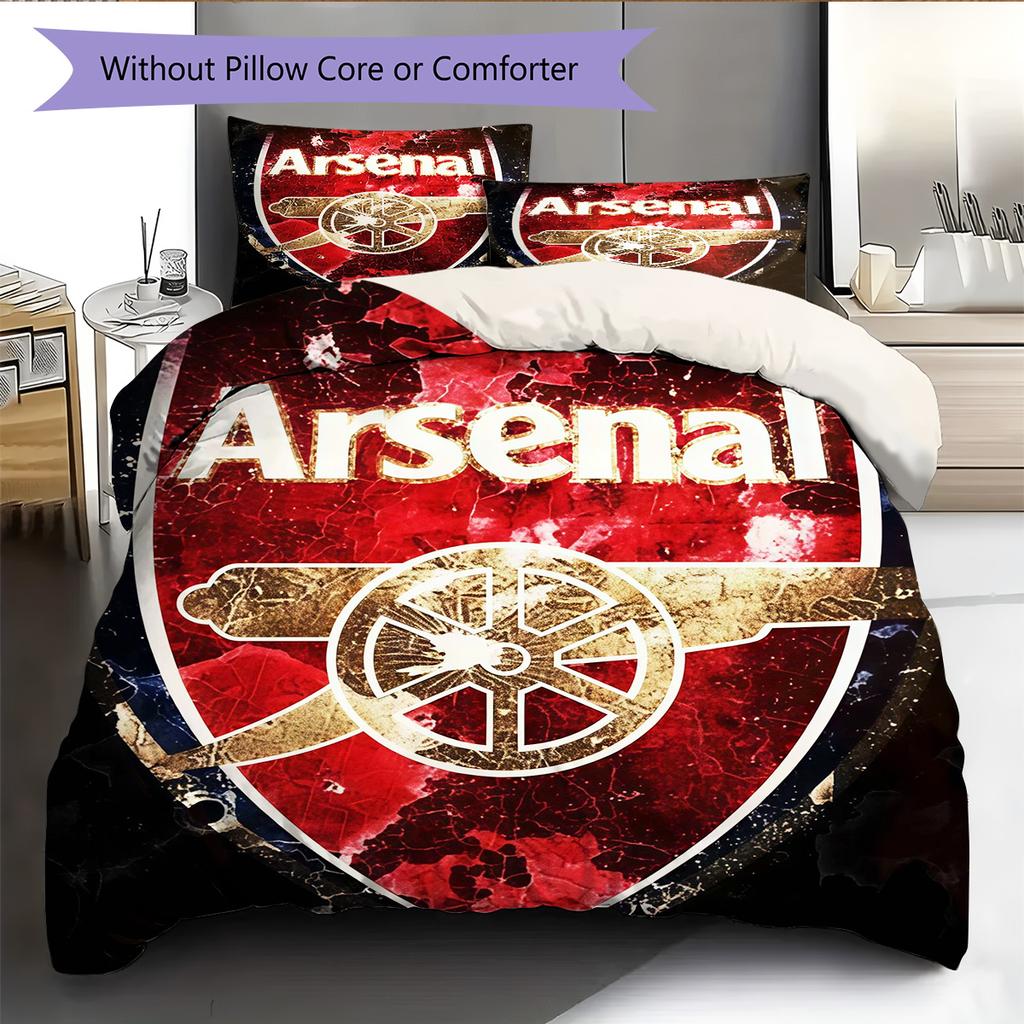 Logo The Gunners Zestaw pościeli z kołdrą Poszewka na kołdrę Poszewka na poduszkę Dekoracja domu Prezent urodzinowy (1 * poszwa na kołdrę + 2 * poszewki na poduszki, bez rdzenia)