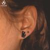 Mini Stainless Steel Geometric Earrings Black for Women Men Heart Triangle Leaf Volleyball Ear Studs Punk Piercing Pendientes