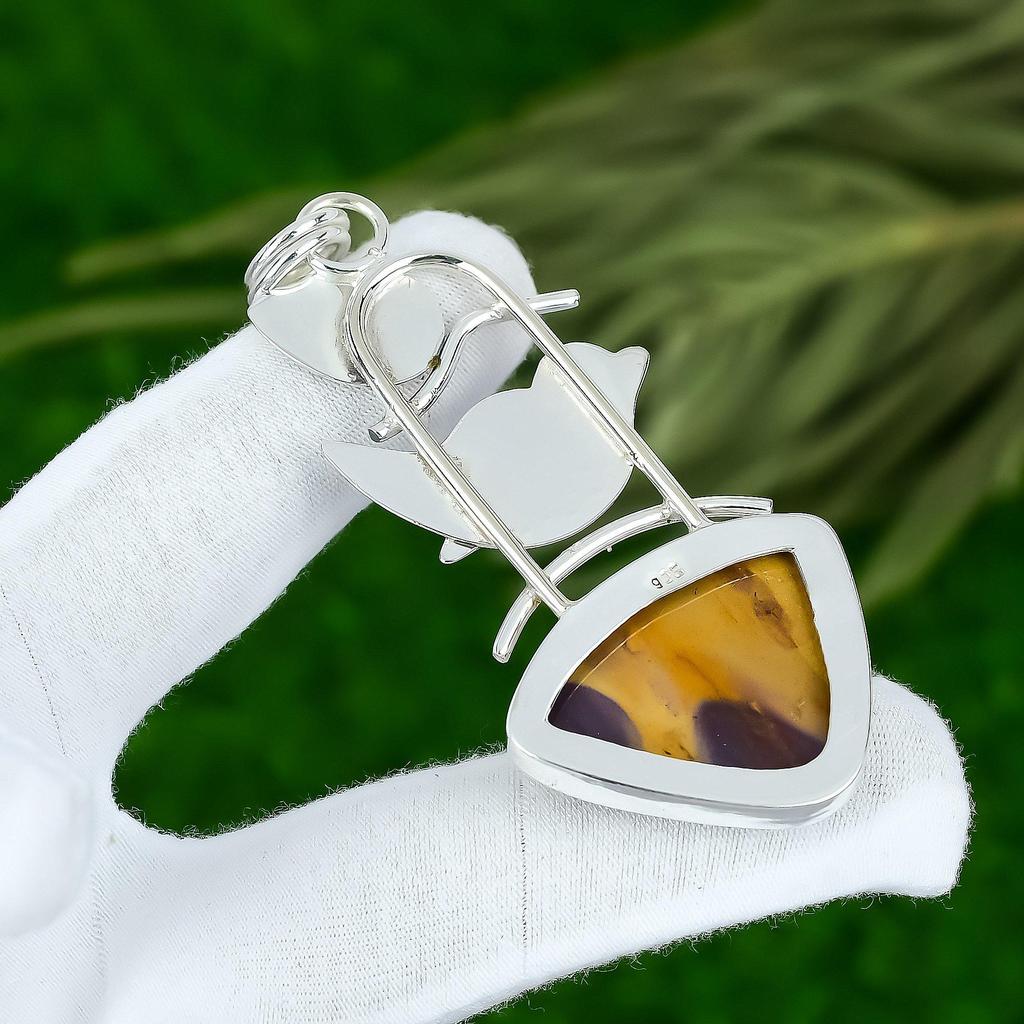 Trillion Natural Mookaite Engagement Artisan Pendant Jewelry 925 Sterling Silver