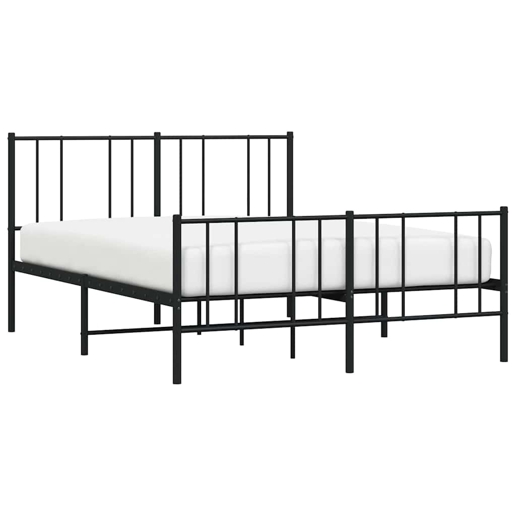 Vidaxl Metal Bed Frame with Headboard and Footboard, Black, 120X190Cm
