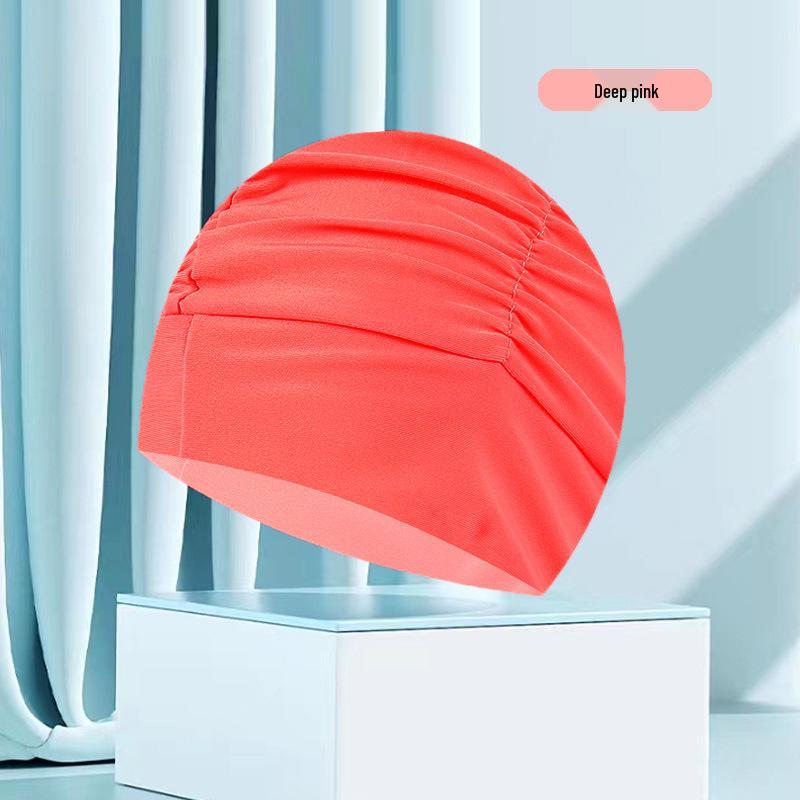 Adult Unisex Large Waterproof Swim Cap with Ear Protection - Fashionable Pleated Design, Comfortable and Non-Tightening.