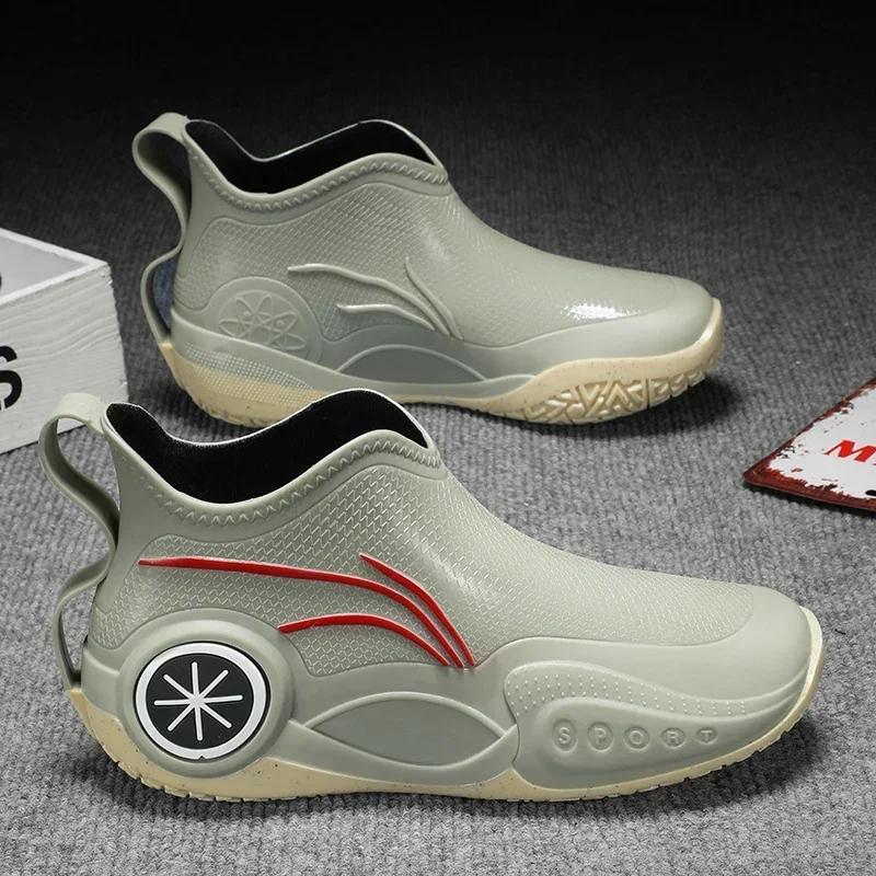 Fashion High Quality Men's Rain Boots Fashionable Trendy All-match Rain Boot Anti-slip Outdoor Work Boot for Men Anti-slip Fishing Shoe