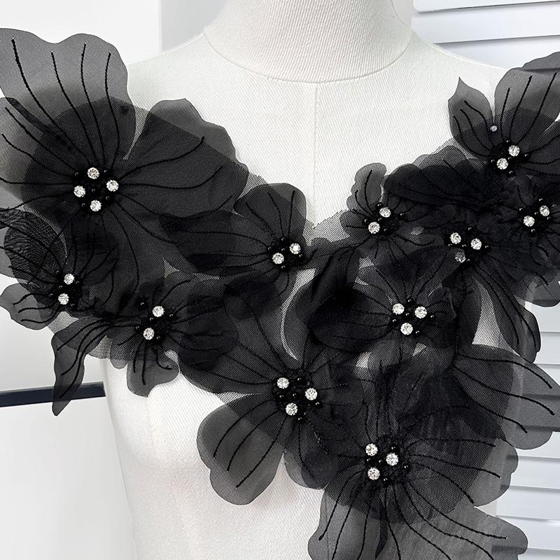 1 ks Čipkované kvety Odevné doplnky Látková dekorácia Nášivka Šijacie potreby Sieťované kvety Látková nášivka DIY 4 farby