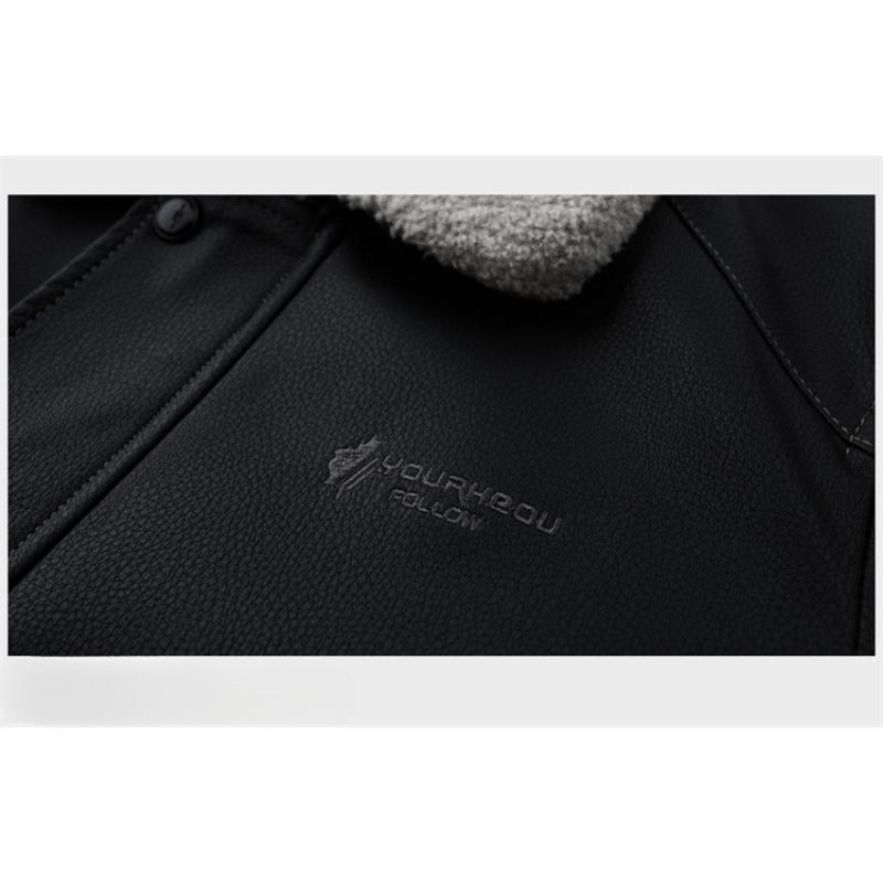 Genuine Leather Down Jacket Men's Short Slim Fit Lambswool Lapel Sheepskin Jacket Winter Leather Jacket Trendy