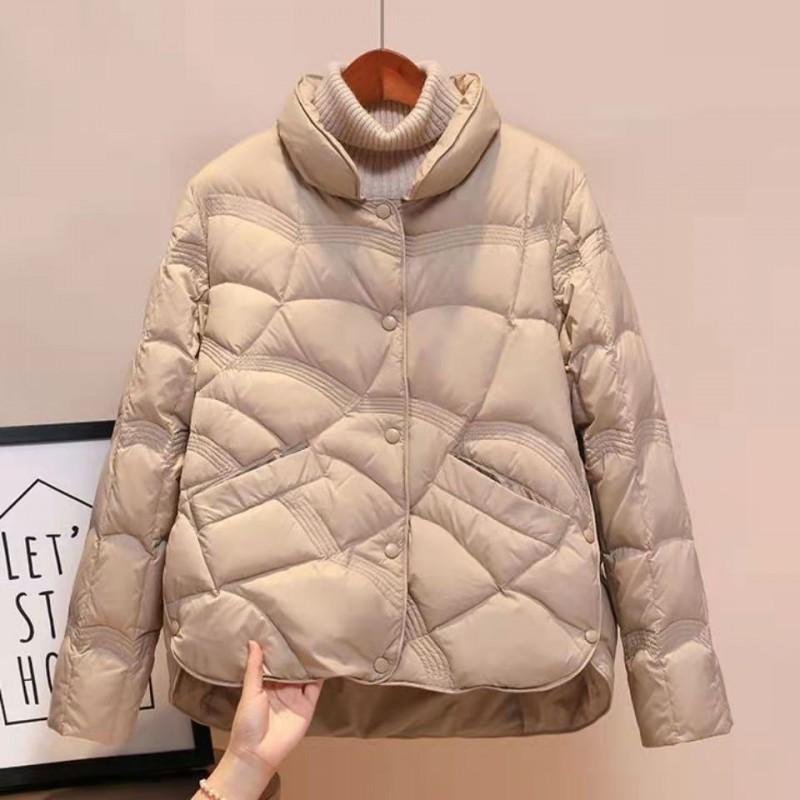Womens Lightweight Short Down Jacket Winter White Duck Puffer Coat Slim Fit Casual Chic Outerwear