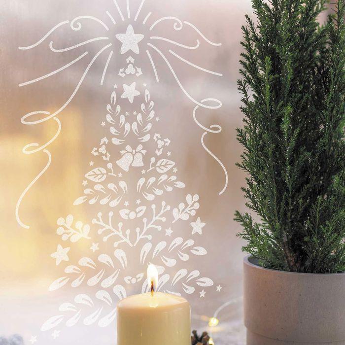 Christmas A4 Stencil - GRAINE CREATIVE - Floral Fir Tree - Washable Plastic - Reusable - Laser Cut