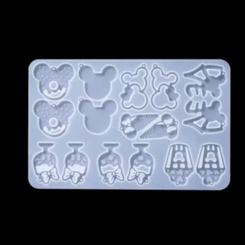Disney Theme Silicone Resin Molds, Mickey Mouse Headband, Cupcake, and Donut Shapes for Crafts, 12 Designs