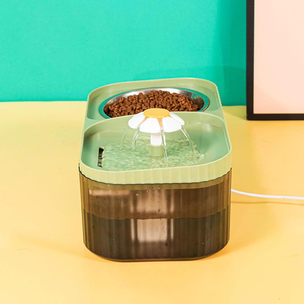 Cat Water Fountain & Food Bowl for Food and Water Dispenser Set Automatic Pet Fountain Water Dispenser and Stainless Steel Bowl