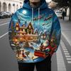 Men's Christmas Santa Claus 3D Print Hoodie, Festive Winter Design Hooded, Long Sleeve Hooded Style,Seasonal Holiday Casual Wear