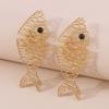 Hollow Stitching Fish-Shaped Earrings Za Trend Exaggerated Earrings Temperament Creative Earrings