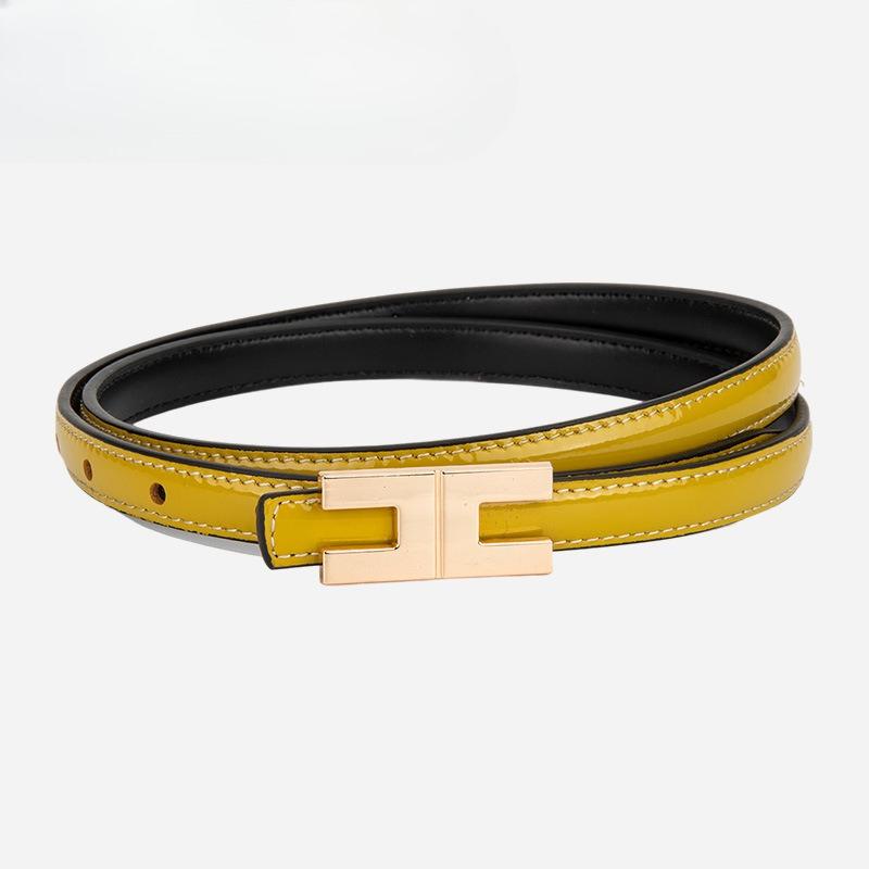 Genuine Leather Women's Thin Belt Decorative Dress with Belt High-end Cowhide Leather Lacquered Belt for Women