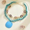 Fresh and sweet blue shell pendant necklace casual vacation summer shell stacked collarbone chain woman