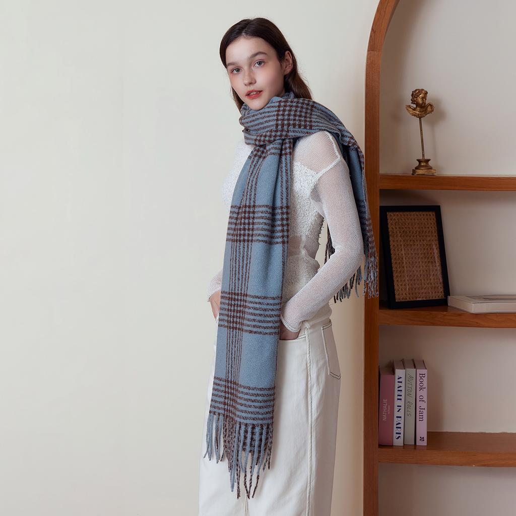 Retro British Plaid Imitation Cashmere Scarf Women's Shawl Autumn and Winter Warm Scarf