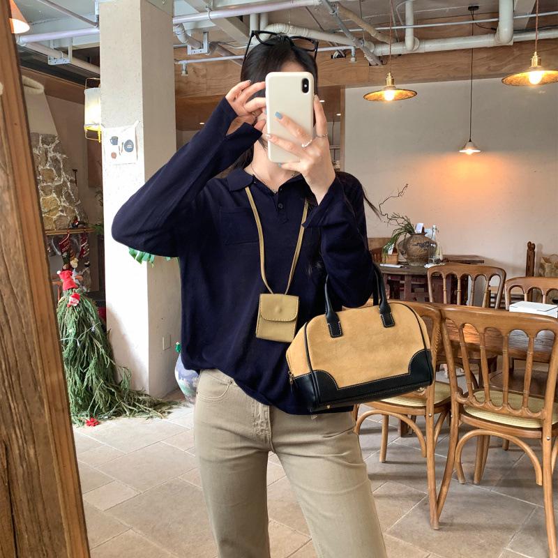 New Year Red Lyocell Tencel Linen Lapel Shirt - Korean Style, Autumn/Winter Women s Outerwear Large темно-синий