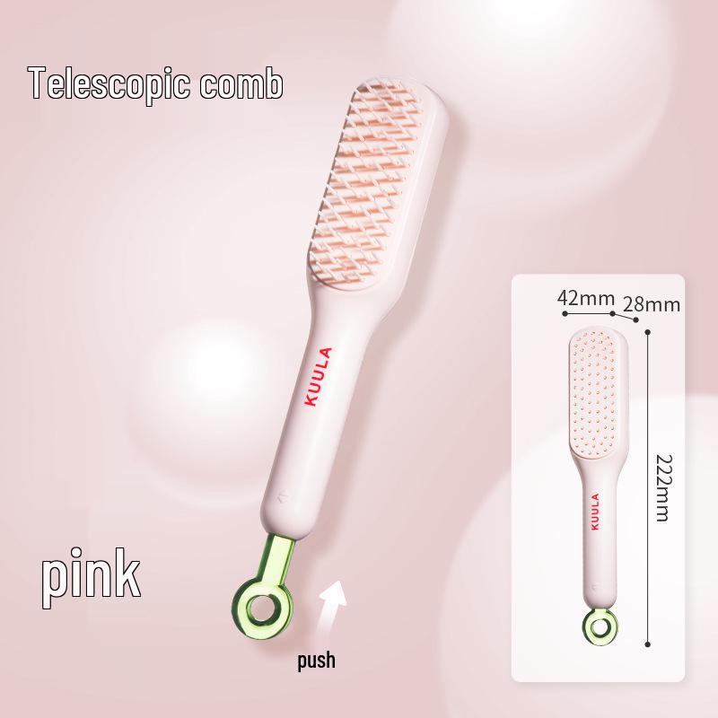 

Luxurious Retractable Comb: Anti-Static, Volumizing & Smoothing Scalp Massager for Long Hair рожевий