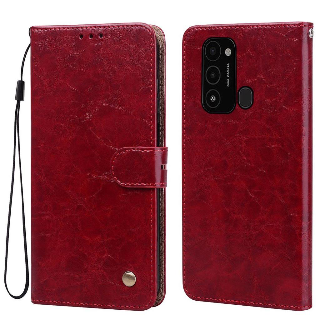Vintage Crazy Horse Texture PU Leather Flip Wallet Phone Case for TECNO SPARK GO 2022,SPARK 9,8C Card Holder Kickstand Shockproof Protective Cover