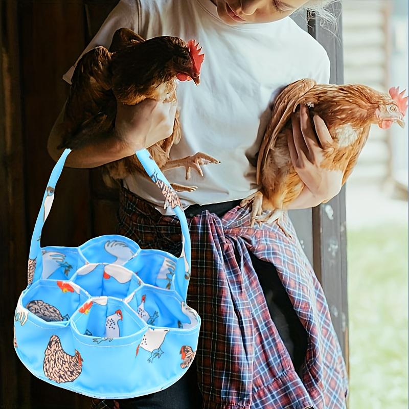 Seven Pocket Country Style Fabric Egg Collection Basket With Handle Open Top Chicken Holder Hens Ducks Geese Home Garden Kitchen