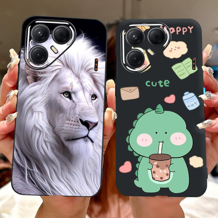 Black Silicone Cover For Tecno Pova 7 4G 5G / Pova 7 Pro Pova7 Ultra Neo Funda Cat Flower Dragon Design Bumper Soft Capa