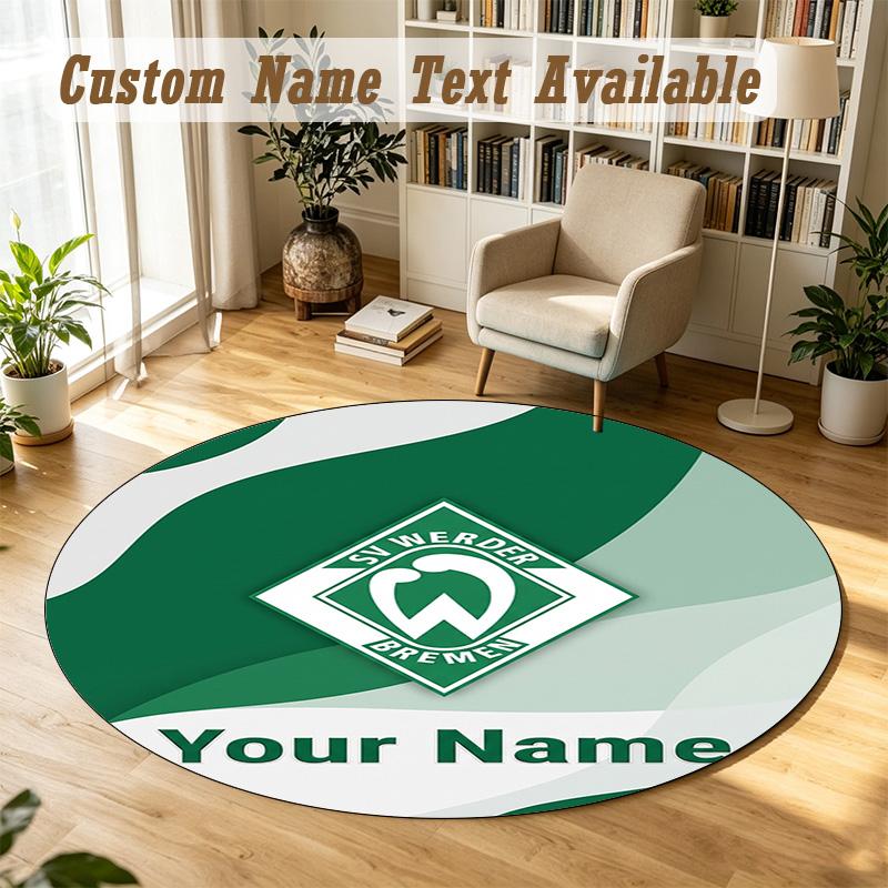 Round Rug Custom NameWerder Bremen FC Pattern Non Slip Carpet Home Floor Decor