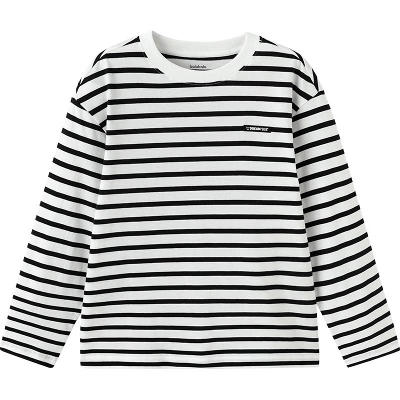 Balabala Kids' 2026 Spring Striped Long-Sleeve T-Shirt