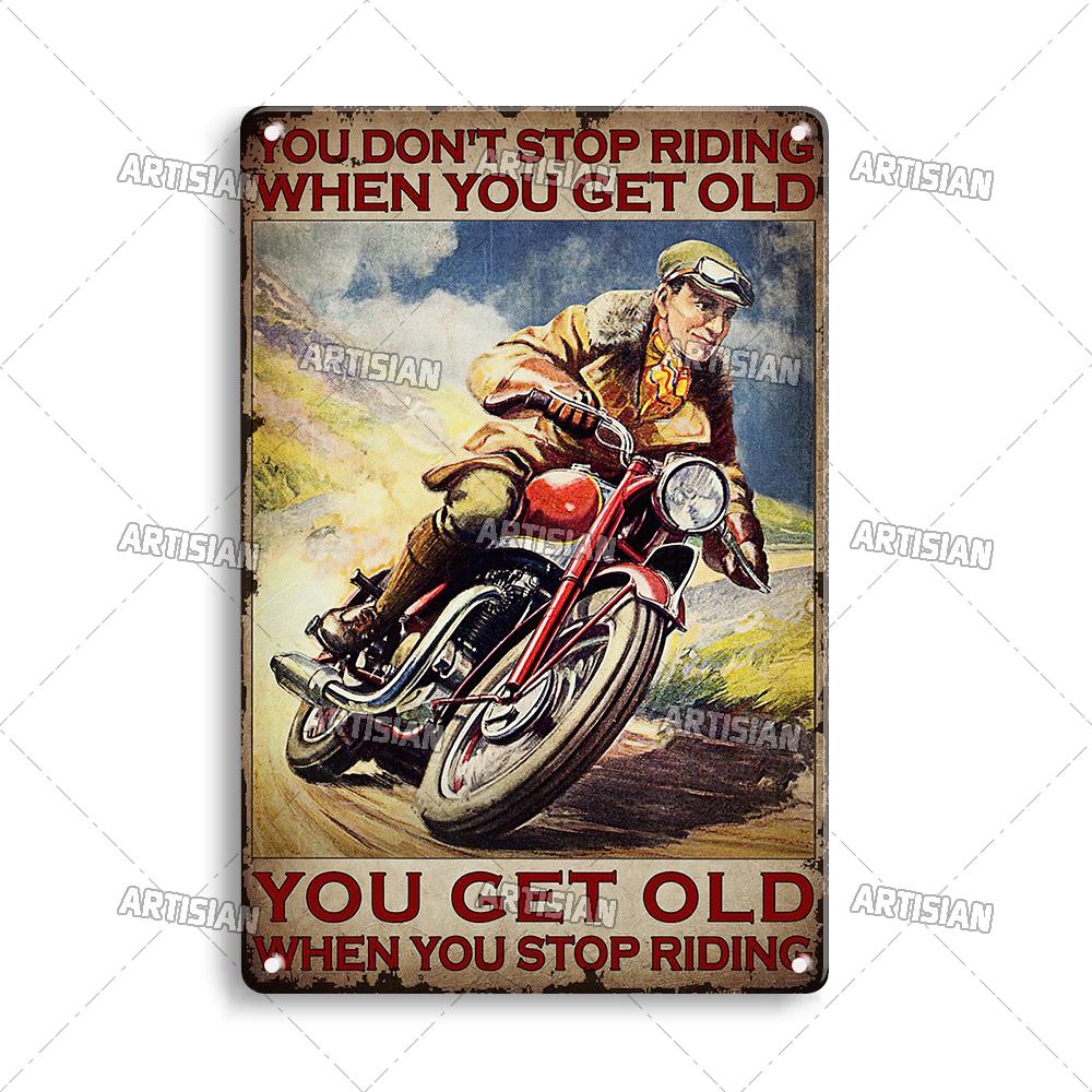 Artisian Motorcycle Metal Poster Motorbike Tin Plaque Racing Riding Decorative Plate Wall Decor Garage Bar Pub Club Hotel Cafe