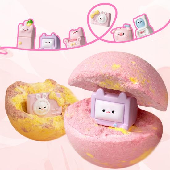 Bath Salt Ball with Surprise Toy Inside Fruity Floral Plants Extract Handmade Natural Sea Salt Ball Bubble Bath Ball Women Men SPA Bath Gift
