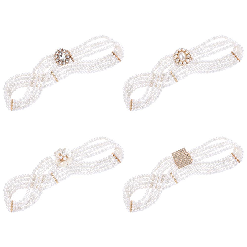 Elastic Metal Buckle Crystal Flower Korean Belt Dress Decoration Faux Pearl Women Waistband