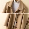Women Single Breasted Pea Coat Mid Length Wool Blend Trench Coat Notch Lapel