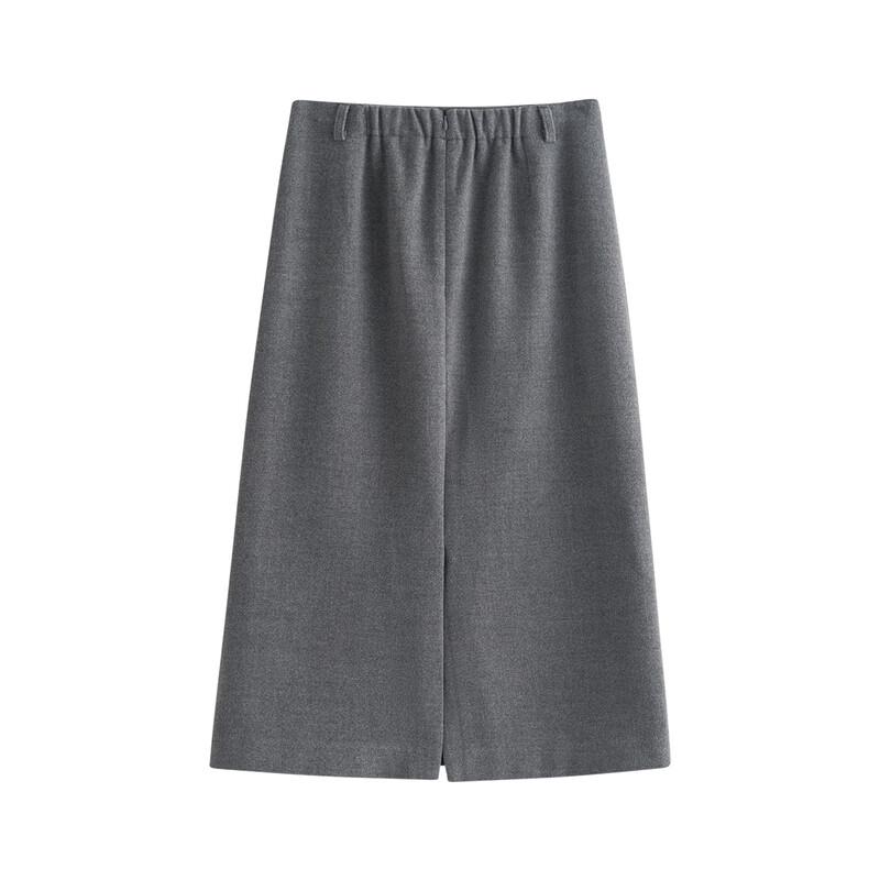 INMAN Elegant Wool Blend A-Line Slit Skirt