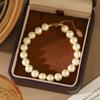 Luxurious Round Pearl Necklace & Bracelet Set for Women - Gold-Plated Clavicle Chain Jewelry