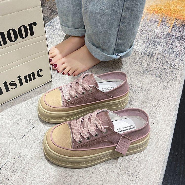 Spring and Autumn new two-wear versatile little white board shoes dissolved muffin platform single shoes casual fashion retro women's shoes