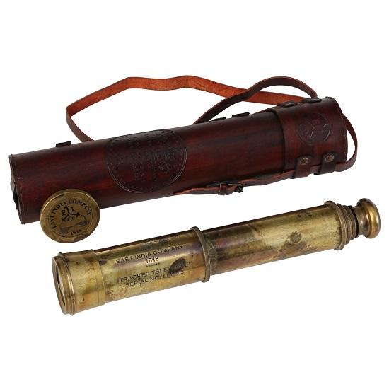 Brass Telescope 81.28 Cm with Leather Case – East India Company 1818 Tracker Spyglass for Home Decor and Gifts