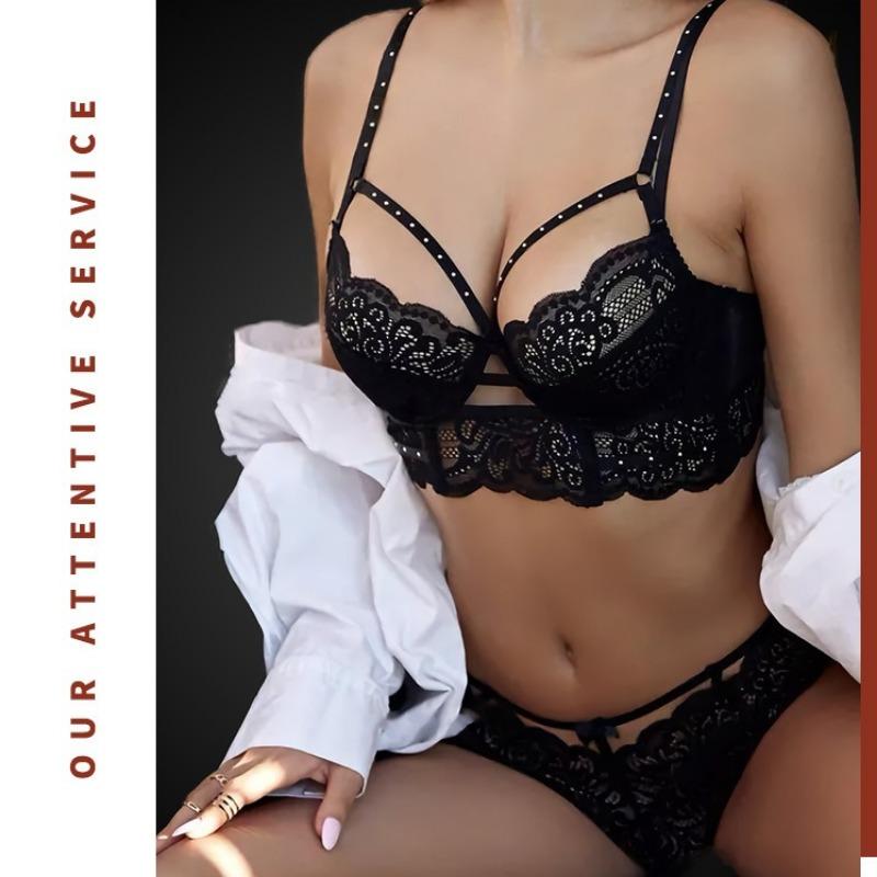 Sexy European and American Temptation Thin Lace Bra Set with Steel Support Women's Underwear Set