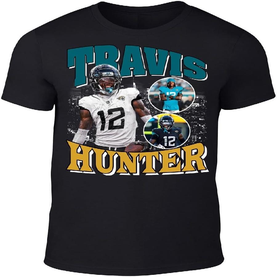 DTGVirgil Black Jacksonville Travis Hunter Bootleg Style Throwback Style T-Shirt Men s Adult S