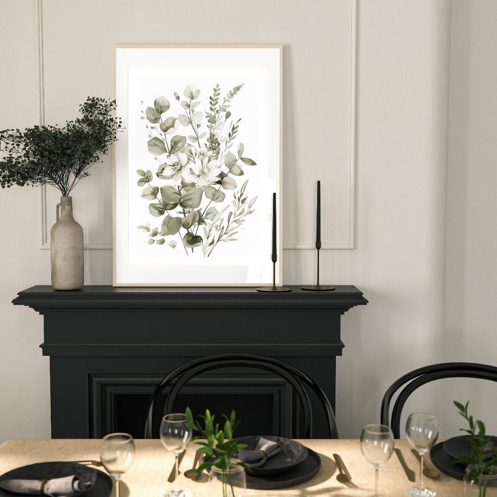 Stampe Murali Neutre Decorazioni Murali Botaniche Camera da Letto Linea Botanica Verde Salvia Arredamento Casa Piante Set di 3 Stampe Poster Regalo