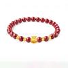 Gold Cinnabar Pixiu Bracelet with Lucky Beads and Curved Tube for Women – 999 Pure Gold DIY Gift
