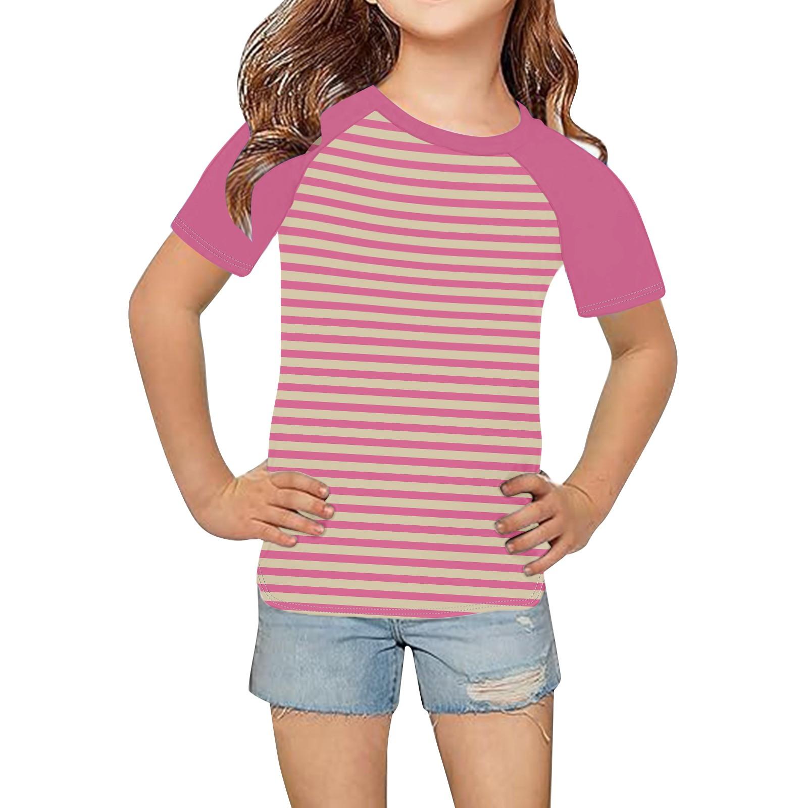 

Мягкие летние футболки с коротким рукавом и воротом для девочек 3–14 лет 100 розовый