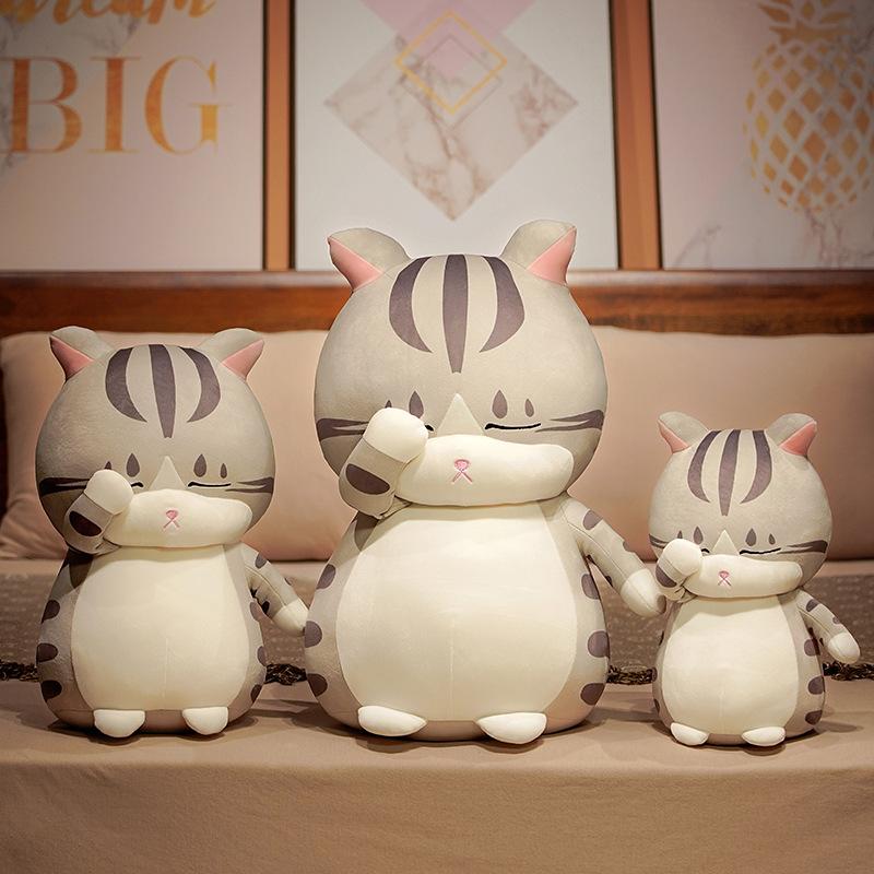 35/45/65 cm freche Katze Plüschtiere gefüllte weiche Abdeckung Augen Katze Kissen schöne Puppen für Baby Mädchen begleiten Umarmung Geburtstagsgeschenke