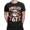 Mens Womens Jingled By 67 Six Seven Brainrot Ugly Christmas Santa  Shirt Pure Cotton New Arrival T-Shirt  Clothing Outfits