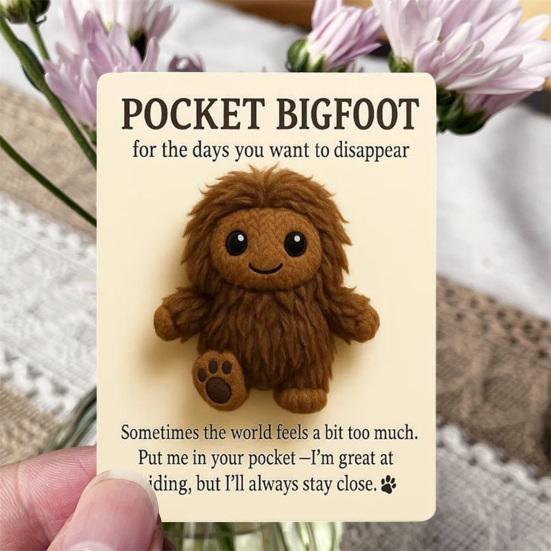 Pocket Sasquatch Plush Doll Emotional Support Stuffed Mini Sasquatch Portable Positive Animal